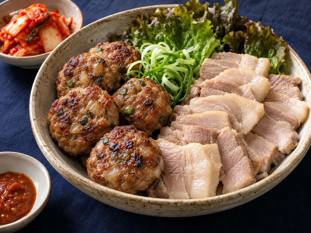 고기 완자 및 수육 한 그릇