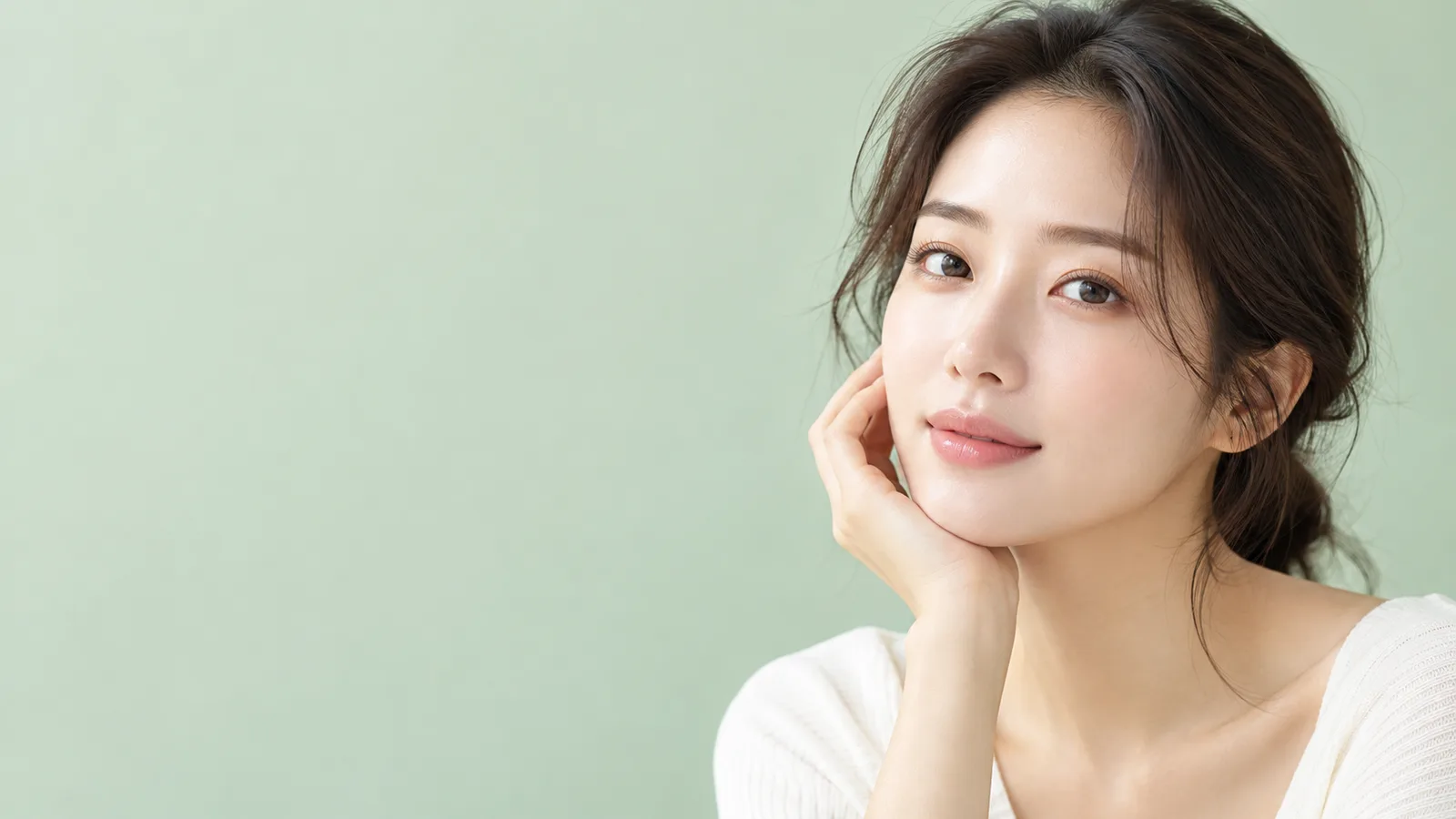맑은 피부의 여성 인물 화보